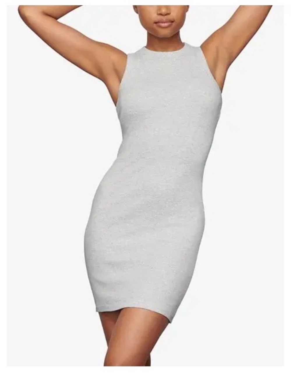 SKIMS Slim-Fit Scoop-Neck Stretch-Cotton Mini Dress XXS Grey